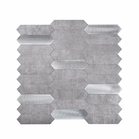 Apollo Tile Silver And Grey Picket 20 sq.ft 12"x12" Peel And Stick Tile TCPLST9908